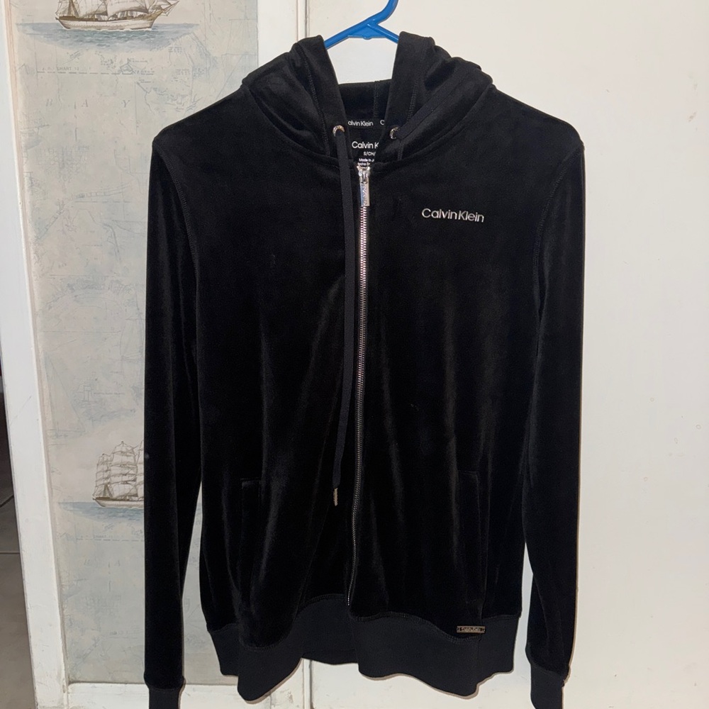 Calvin Klein Black Velour Jacket women size small